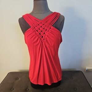 Cache Red Crisscross Top